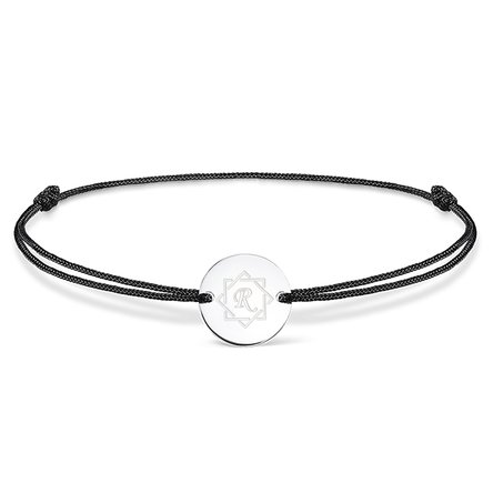 Brățară cu șnur personalizată - bănuț 14mm - argint 925 - model minimal