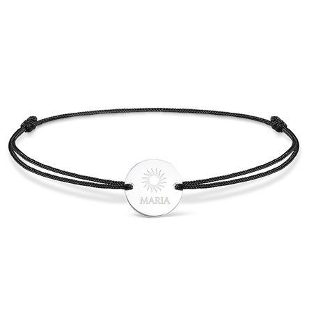 Brățară cu șnur personalizată - bănuț 14mm - argint 925 - model soare