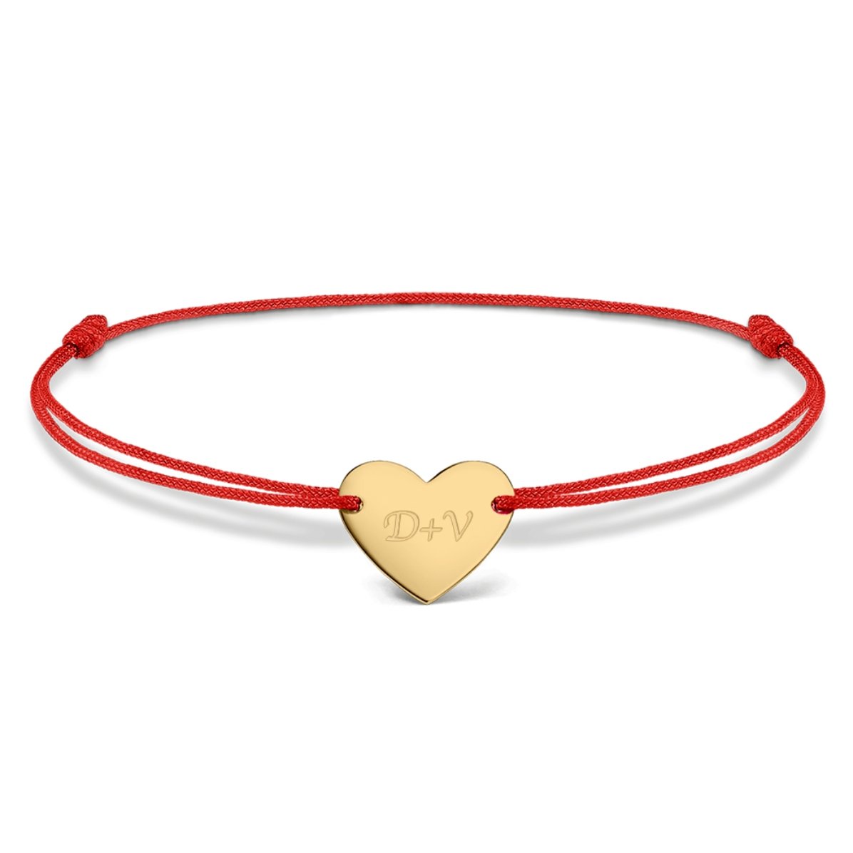 Brățară cu șnur personalizată - inimă 12x10 mm - argint 925 - Tu și eu model 3