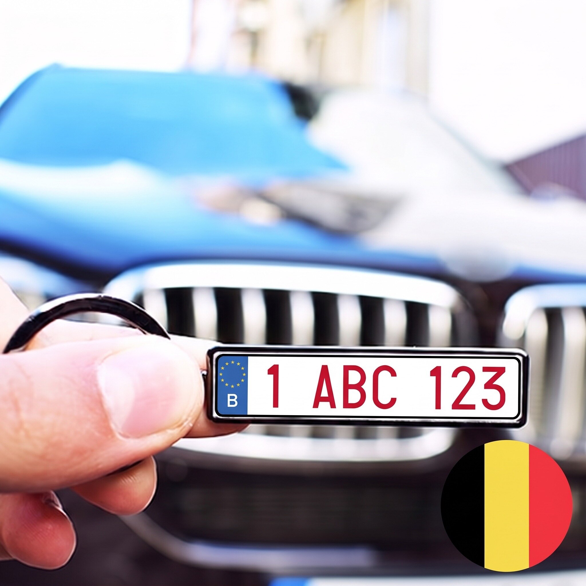 Személyre szabott kulcstartó belga rendszámmal