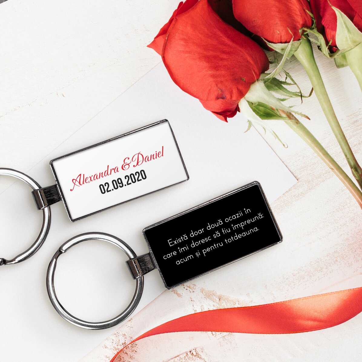 Breloc personalizat cu nume și mesaj