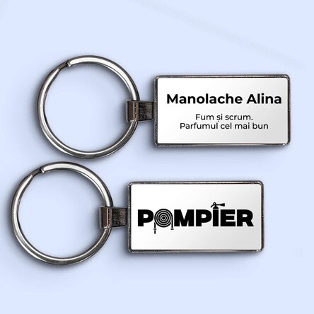 Breloc personalizat cu nume și text - Pompier