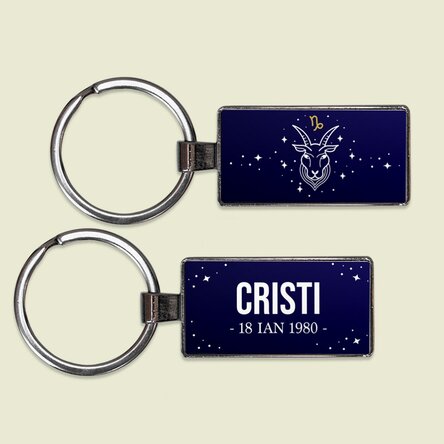 Breloc personalizat cu text și zodie - Capricorn