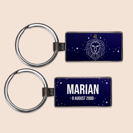 Breloc personalizat cu text și zodie - Leu