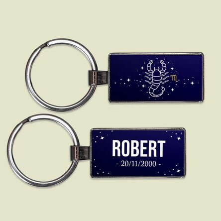 Breloc personalizat cu text și zodie - Scorpion