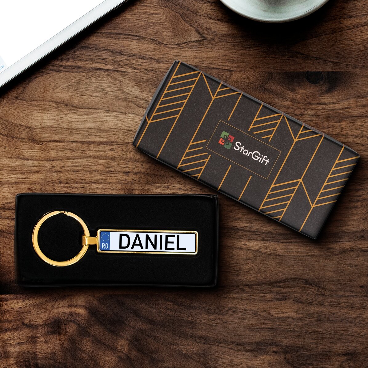 Breloc personalizat replică număr auto cu numele tău