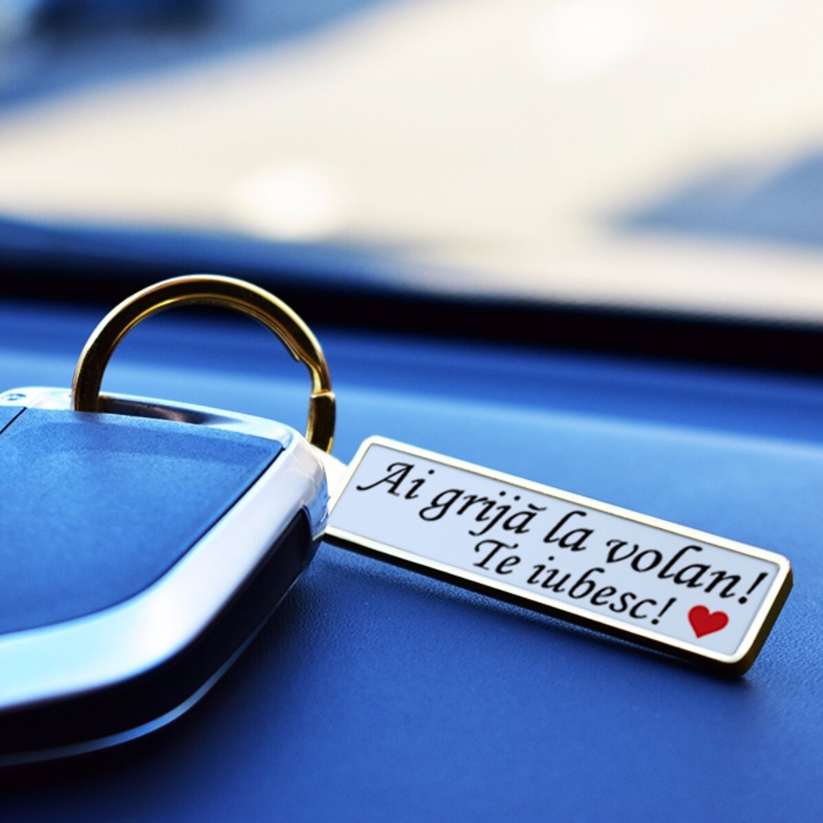 Breloc replică număr auto personalizat cu mesaj