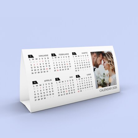 Calendar de birou 2026 personalizat cu 2 poze