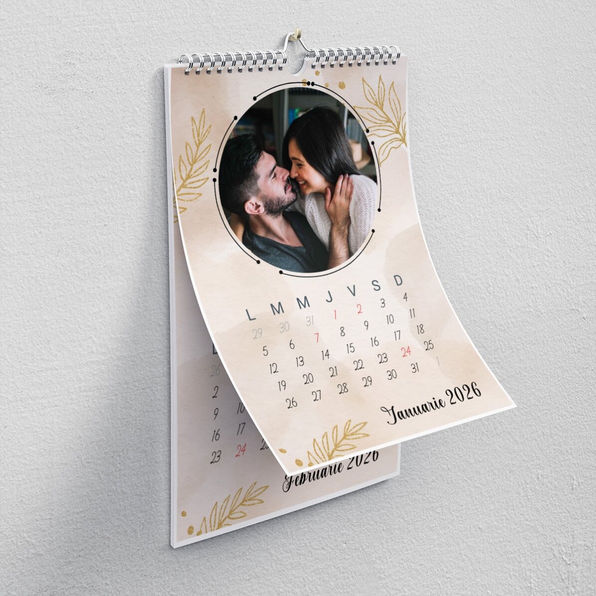 Calendar personalizat cu poze și mesaj - Gold