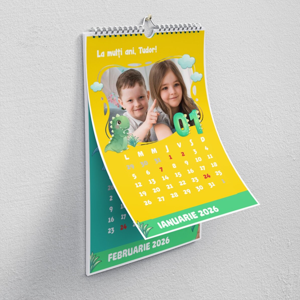 Calendar personalizat pentru copii cu poze și text - Dino