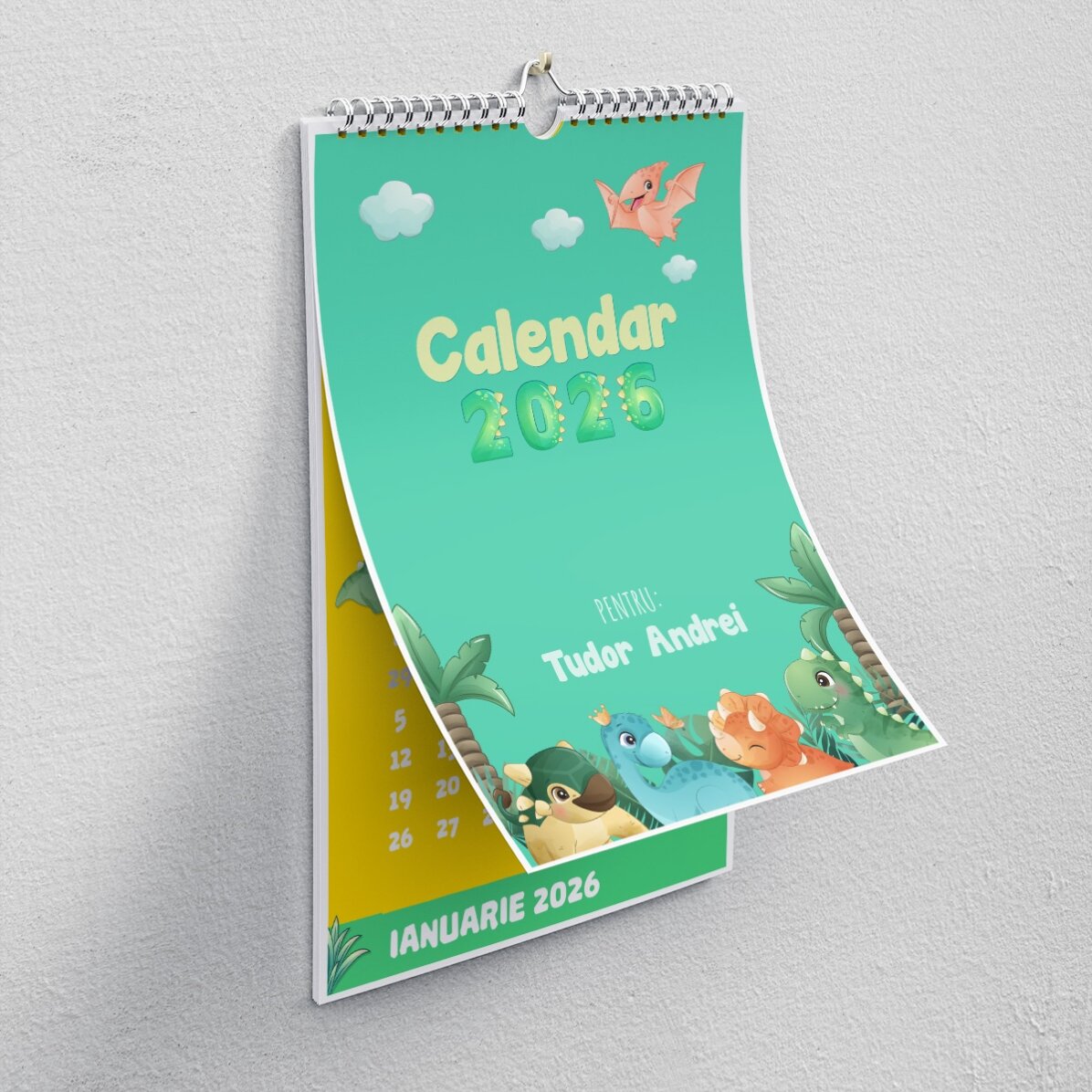 Calendar personalizat pentru copii cu poze și text - Dino