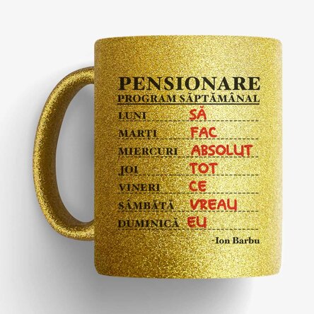 Cană personalizată cu text - Program săptămânal