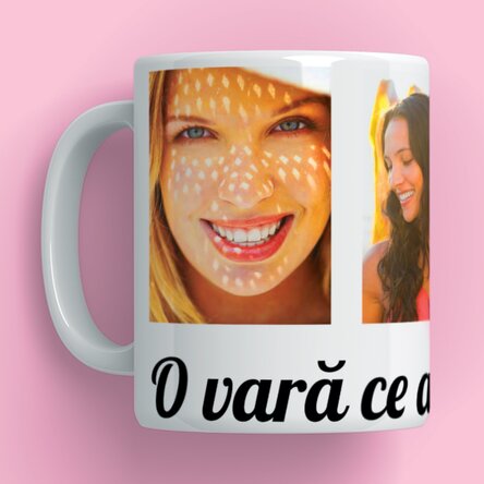 Cană personalizată cu 4 poze și mesaj 