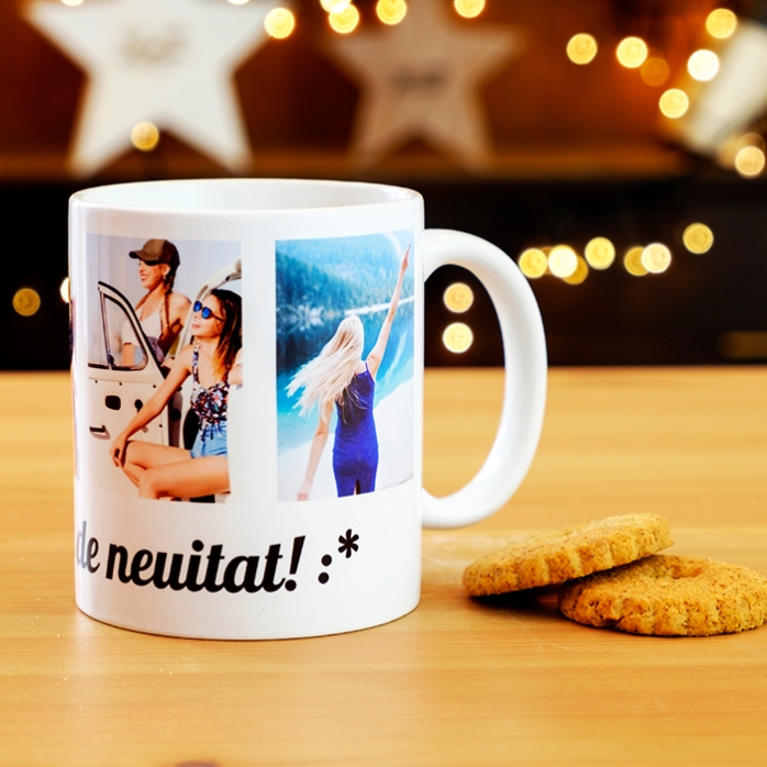 Cană personalizată cu 4 poze și mesaj 