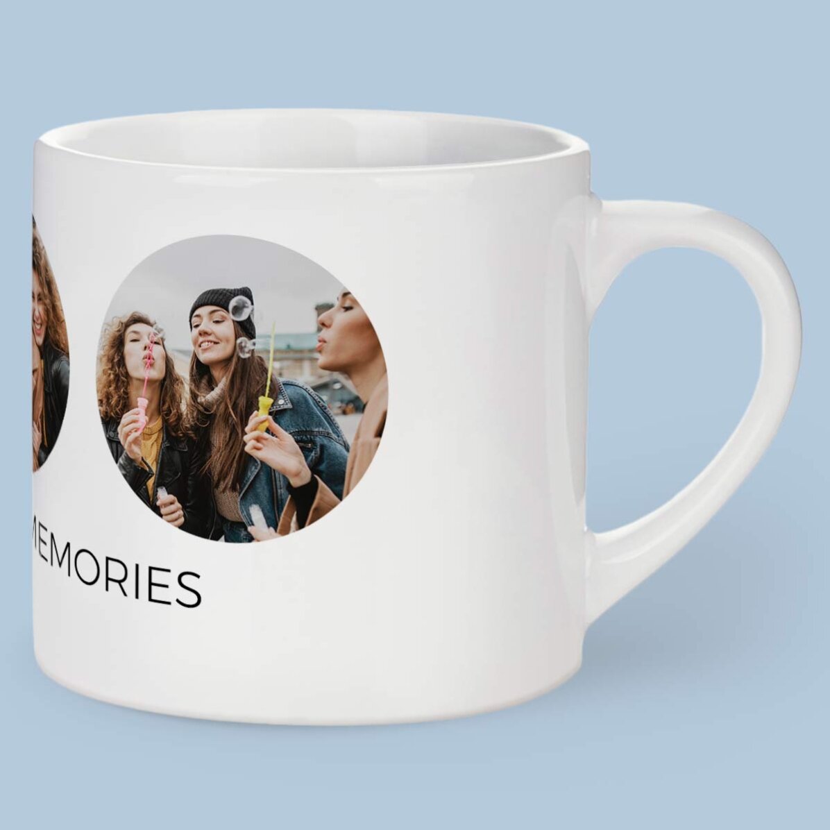 Cană espresso personalizată cu 3 poze și text - Amintiri de neuitat
