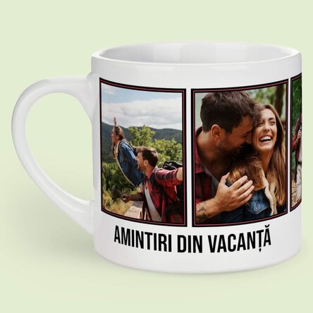 Cană espresso personalizată cu 5 poze și text - Amintiri 
