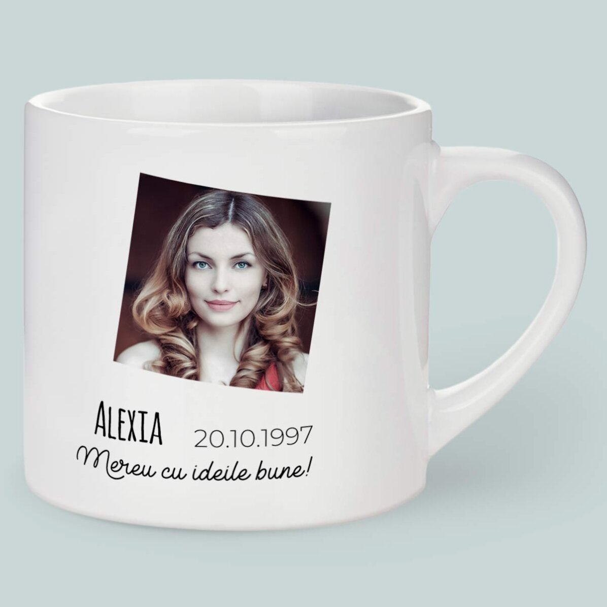 Cană espresso personalizată cu poză și text - Zodia Balanță