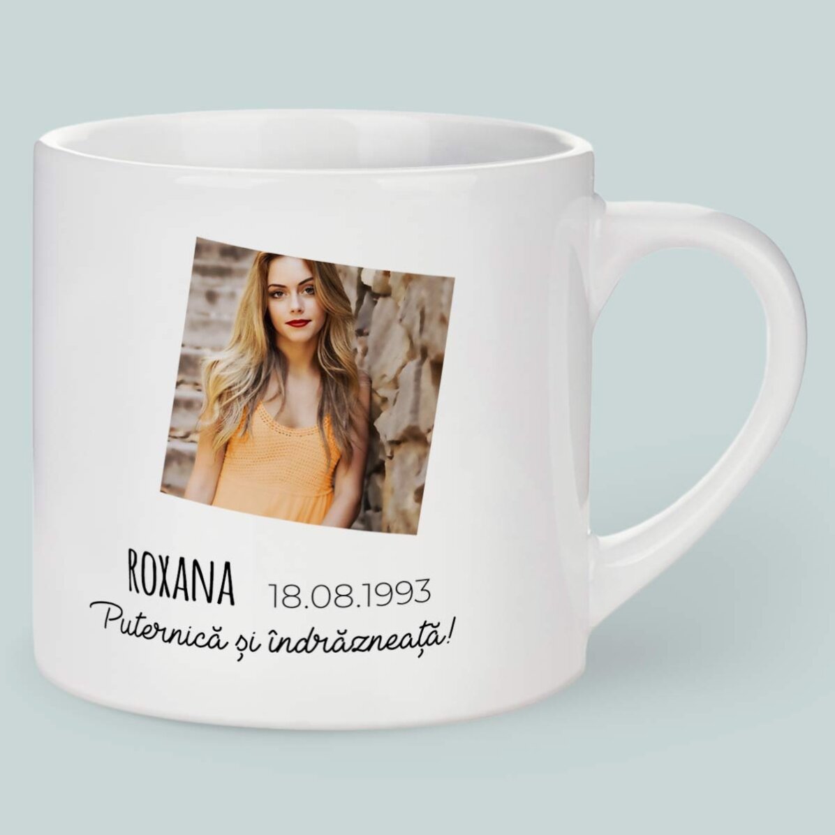 Cană espresso personalizată cu poză și text - Zodia Leu