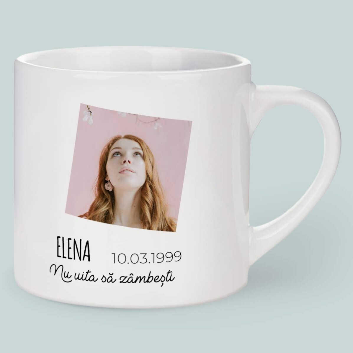 Cană espresso personalizată cu poză și text - Zodia Pești