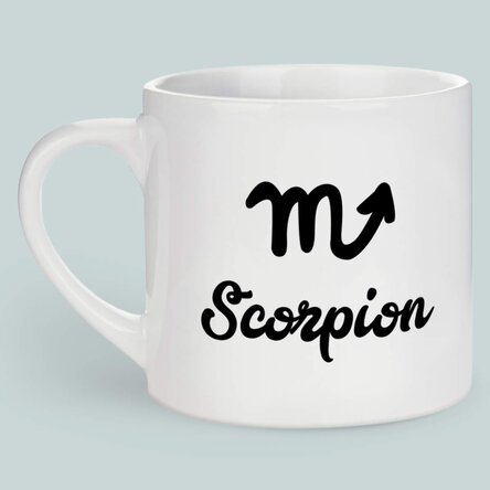 Cană espresso personalizată cu poză și text - Zodia Scorpion