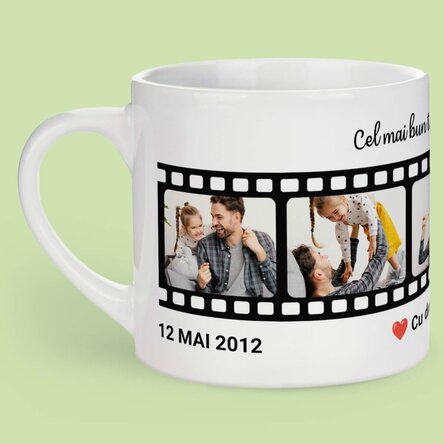 Cană espresso personalizată cu text și 5 poze - Cele mai dragi amintiri