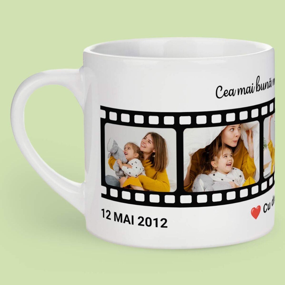 Cană espresso personalizată cu text și 5 poze - Cele mai dragi amintiri