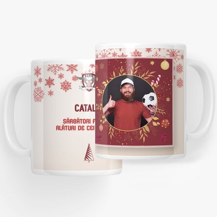 Cană FC Rapid personalizată cu poză și text - Christmas Joy