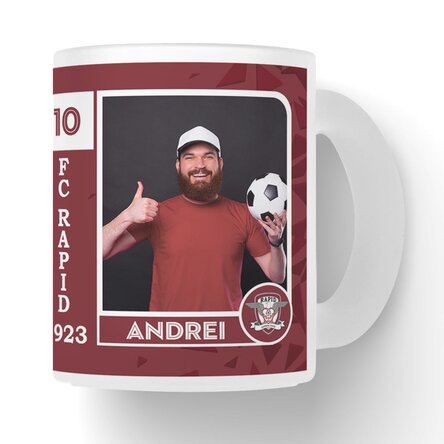 Cană sticlă mată FC Rapid personalizată cu poză și text - FC Rapid 1923