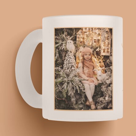 Cană sticlă mată personalizată cu 2 poze și text - Snowflake 