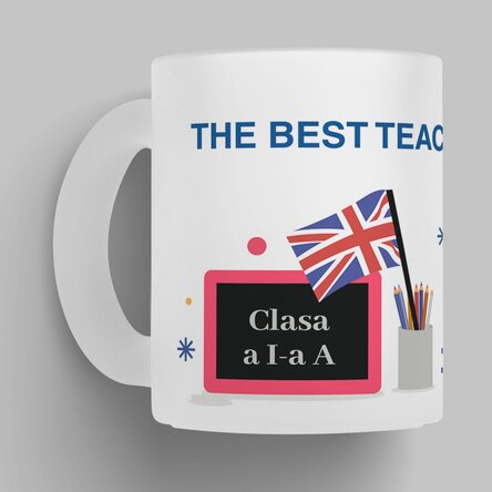 Cană sticlă mată personalizată cu mesaj - Profesoară de Engleză