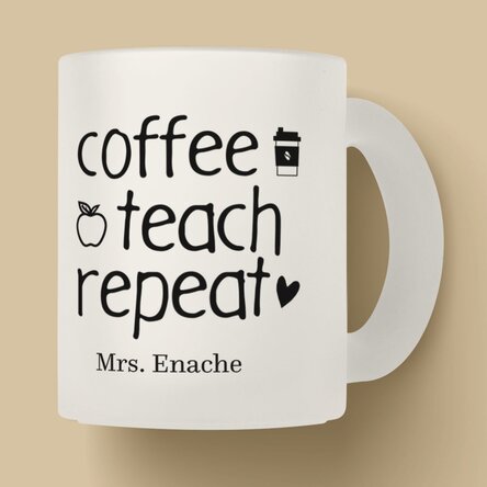 Cană sticlă mată personalizată cu mesaj - Repeat