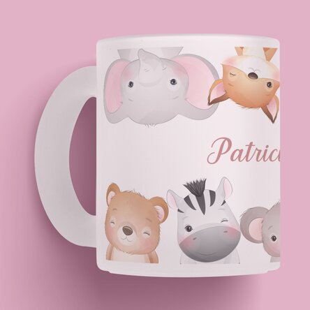 Cană mată personalizată cu nume - Animăluțe