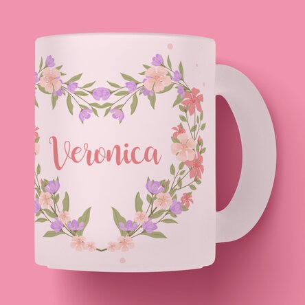 Cană sticlă mată personalizată cu nume și mesaj - Primăvară frumoasă!