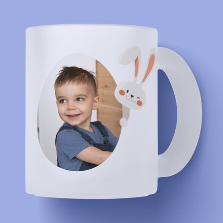 Cană sticlă mată personalizată cu nume și poză - Iepurilă 