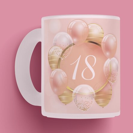 Cană sticlă mată personalizată cu o poză și text - Majorat 