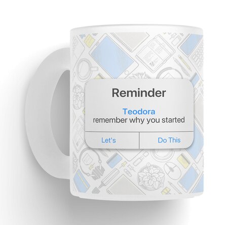 Cană sticlă mată personalizată cu poză și text - Reminder