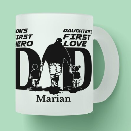 Cană sticlă mată personalizată cu text - Dad