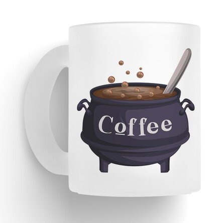 Cană sticlă mată personalizată cu text - Halloween Coffee