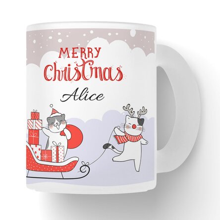 Cană sticlă mată personalizată cu text - Happy cats