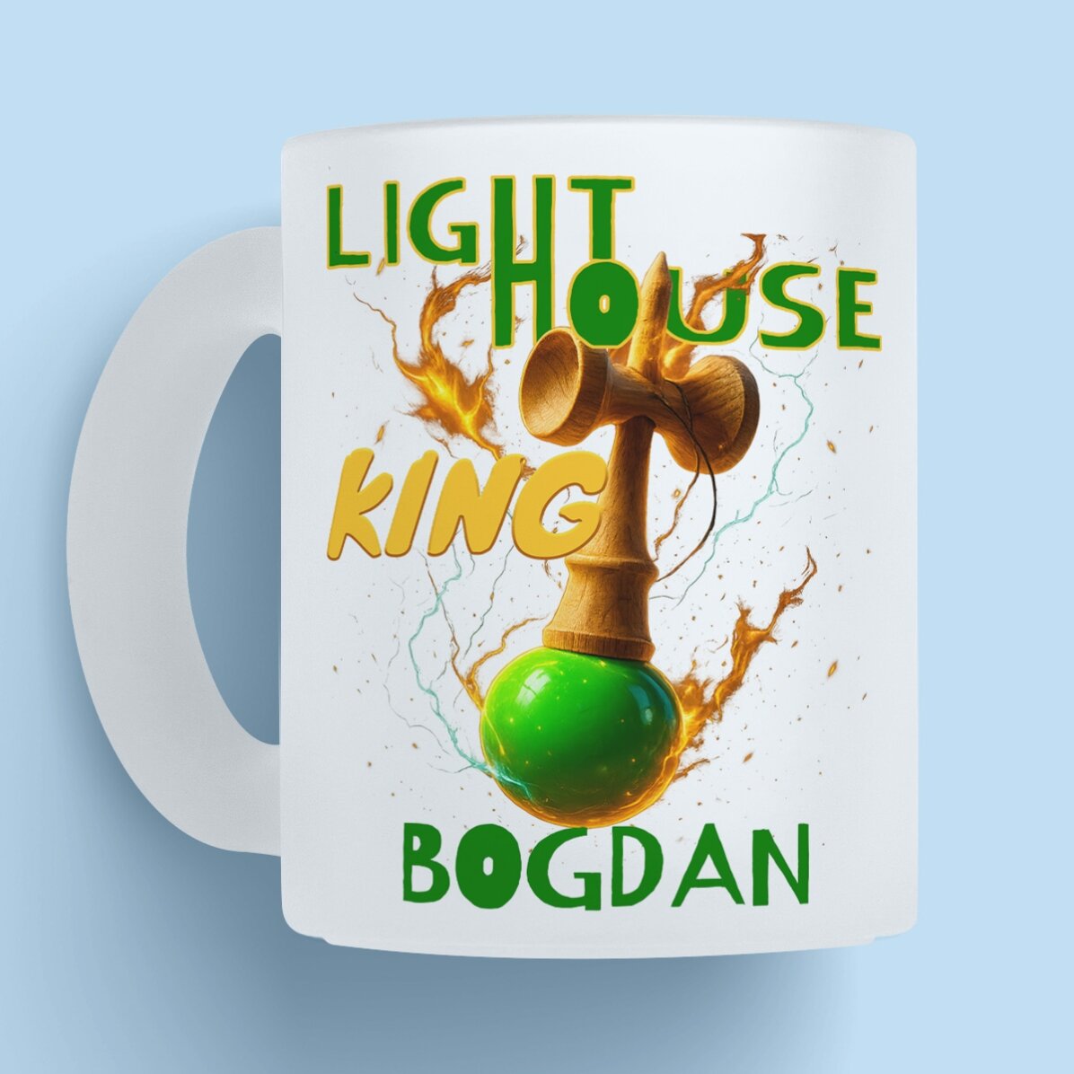 Cană mată personalizată cu text - Lighthouse King