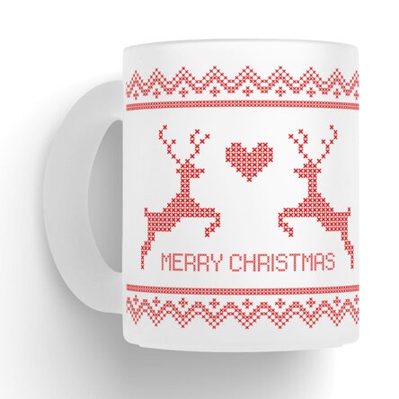 Cană sticlă mată personalizată cu text - Reindeer in love