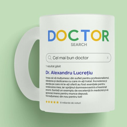 Cană sticlă mată personalizată cu text - Search