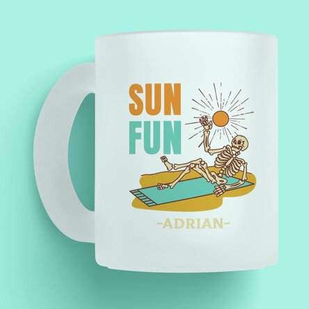 Cană mată personalizată cu text - Sun Fun