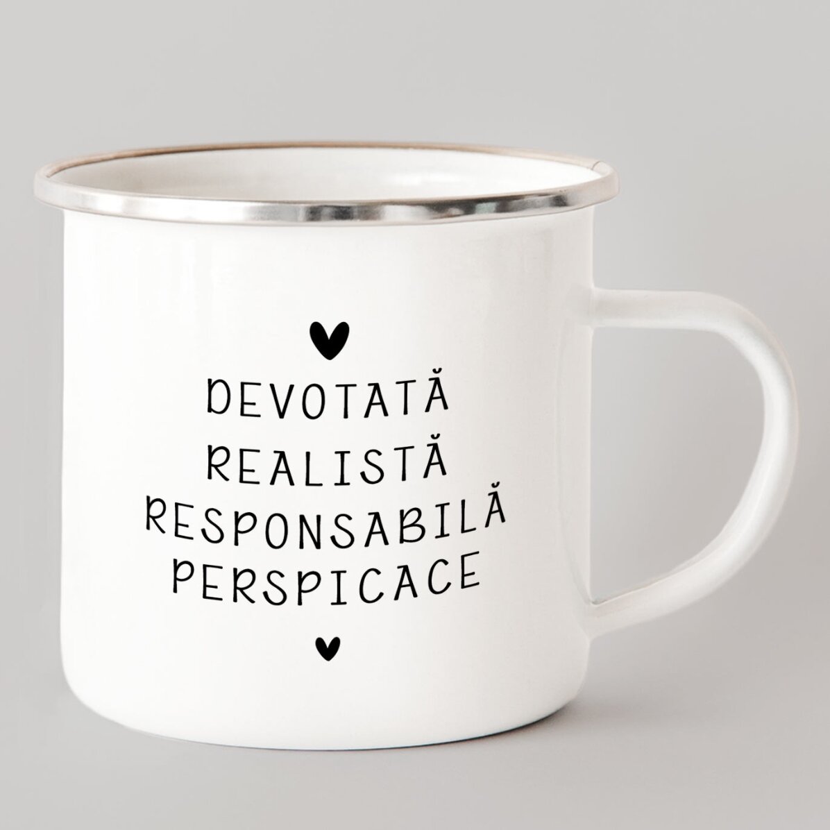 Cană metalică emailată personalizată cu mesaj - Zodia Fecioară