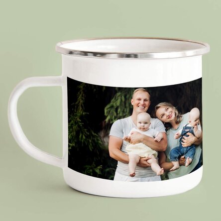 Cană metalică emailată personalizată cu o poză landscape