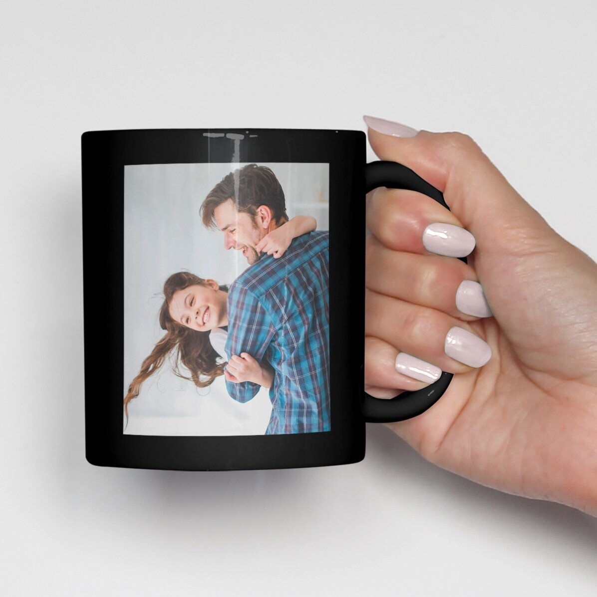 Cană neagră personalizată cu două fotografii