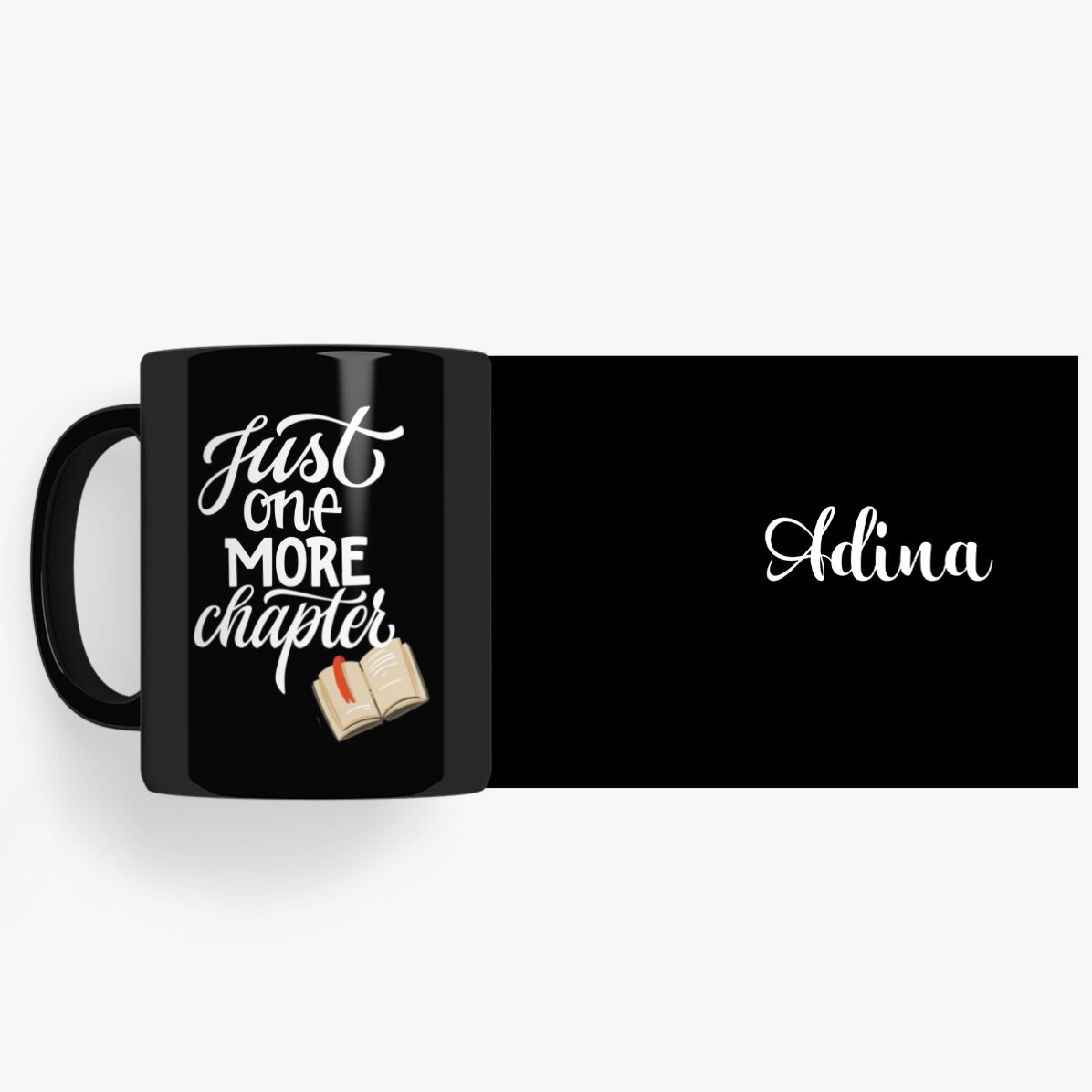 Cană neagră personalizată cu text și numele tău - One more chapter