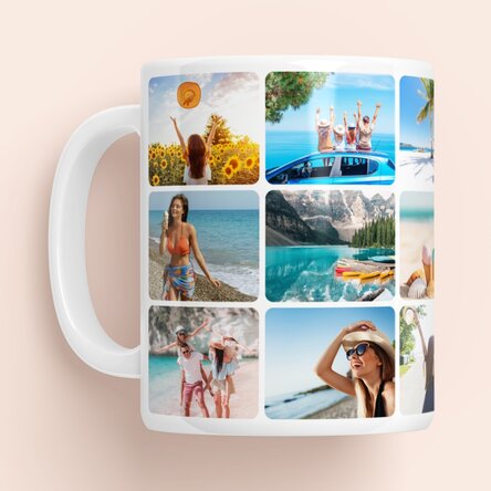 Cană personalizată cu un colaj de 18 poze
