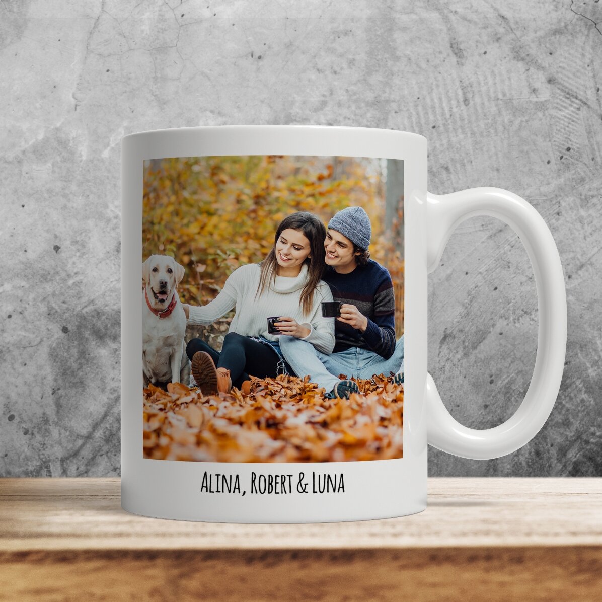 Cană personalizată cu 2 poze și text 