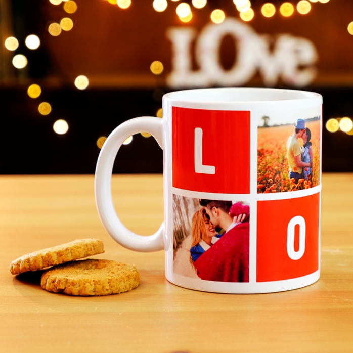 Cană personalizată cu 4 poze love